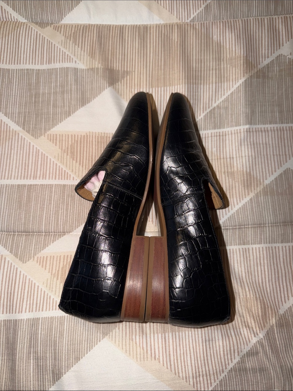 Jack Rogers Classic Black Croc-Embossed Leather Loafers SZ 8M - Picture 5 of 7
